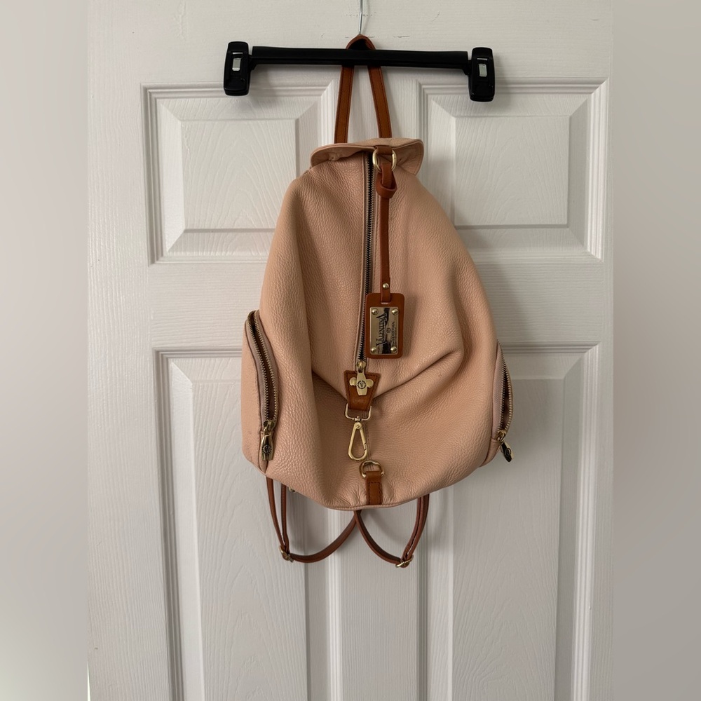 Valentina Elegant Pink & Tan Leather Backpack
